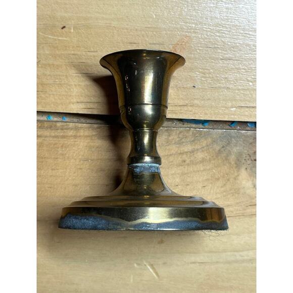 Vintage Small Brass Candle Stick Holder. 3" Tall. Round Base. Decor - Picture 4 of 7